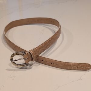 Talbots Tan Croc Embossed Leather Belt Made In Italy Size S